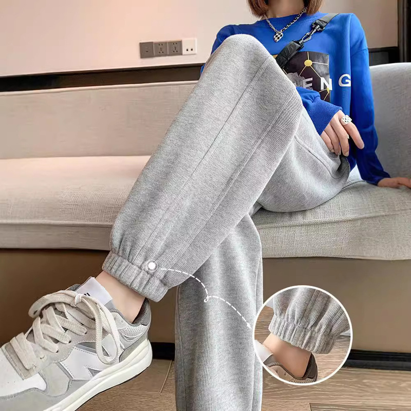 High-End Gray Jogger Sweatpants for Women 2026 Spring and Autumn New Style Loose Fit Height-Enhancing Slimming Casual Petite Sweatpants for Women