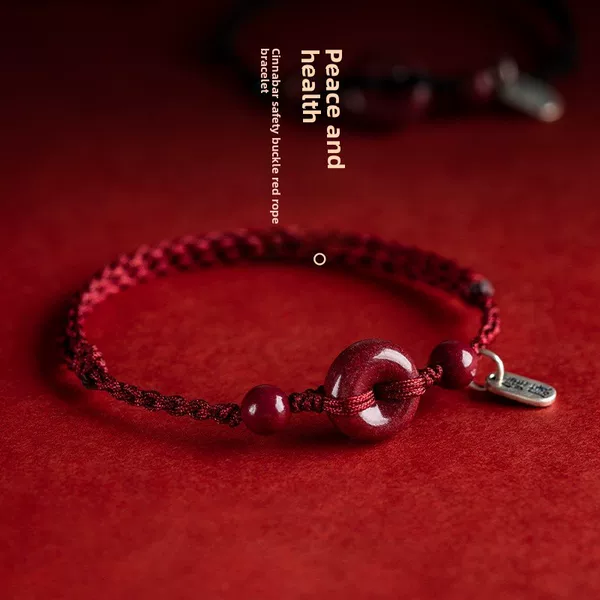 Safety Buckle red rope bracelet anklet men's and women's animal year rabbit hand-woven safety health bracelet cinnabar bracelet