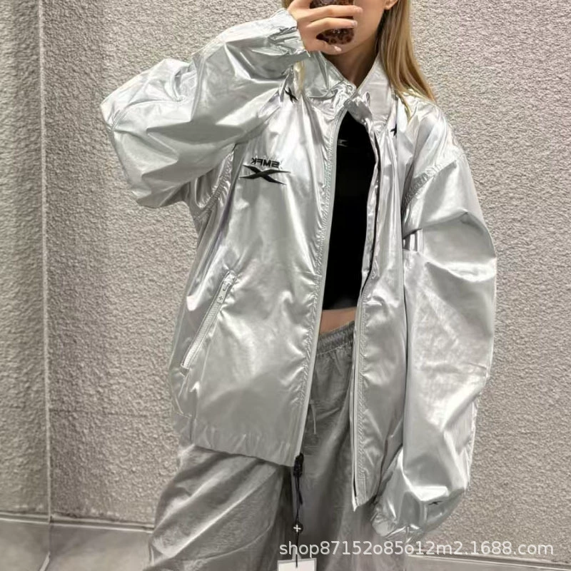 SMFK R Starstar Storm Широкая спортивная куртка Серебряная яркая свободная куртка на открытом воздухе 25 новый стиль