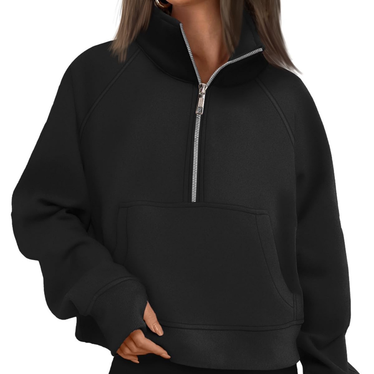TIKTOK Amazon Autumn and Winter New Women's Sports Half Zip Yoga Suit Loose Collar Fleece Sweater Sweater