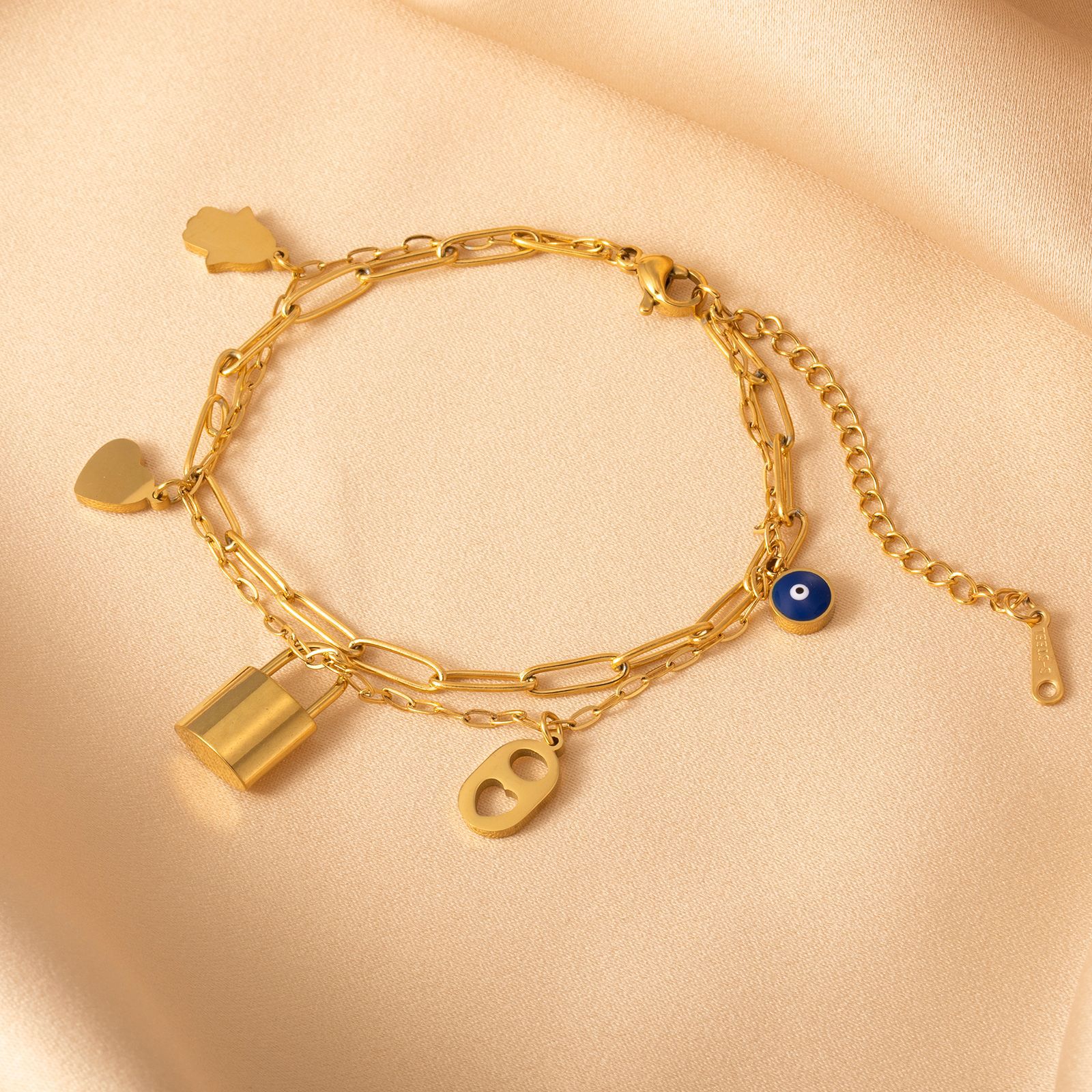 Simple Style Heart Shape Titanium Steel Plating Bracelets 1 Piece