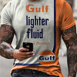 2023欧美亚马逊ebay外贸跨境新男装动漫宽松青年运动圆领打底T恤