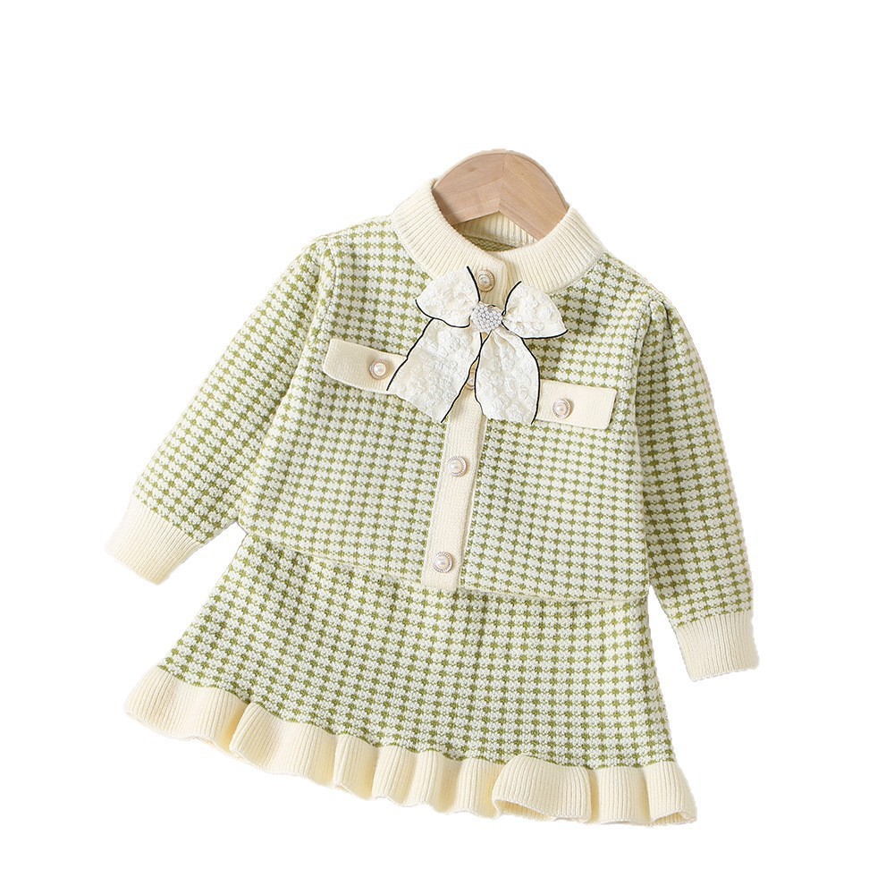 Costume jupe en dentelle avec nœud vert / 90cm