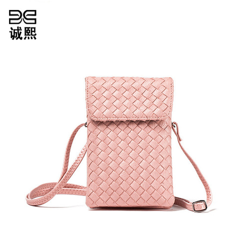 Bag Lady 2024 New Korean Style Mini Knitted Cute Phone Bag Coin Purse Crossbody Bag Drop Ship One Piece