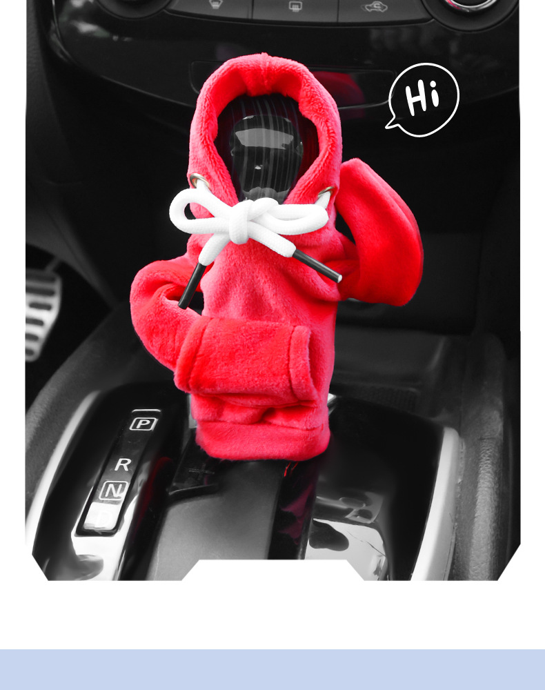 Winter Plush Sweatshirt Car Gear Handle Cover Gear Lever Cover Gear Protection Cover Hooded Clothes Shift Lever