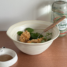 特别好看斗笠碗感甜品碗面碗复古窑变釉做旧异形碗餐厅