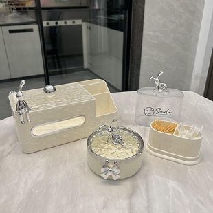 Living Room Coffee Table Three-Piece Set, High-Looking Light Luxury Bathroom Toothpick Holder, Ashtray, Desktop Ornaments, Tissue Box