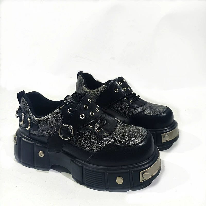 Металлические заклепки панк туфли на толстой подошве нишевые дизайнерские джинсовые туфли