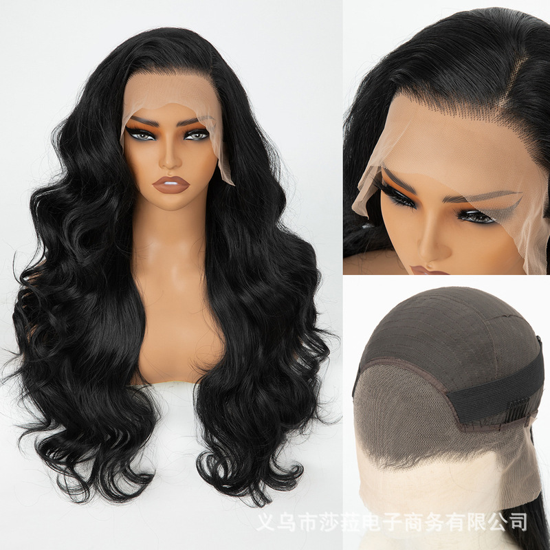 Cross-Border Lace Wig 13*4 Large Area Simulated Human Hair Natural Split Long Curly Hair African Wig Full Headgear for Women