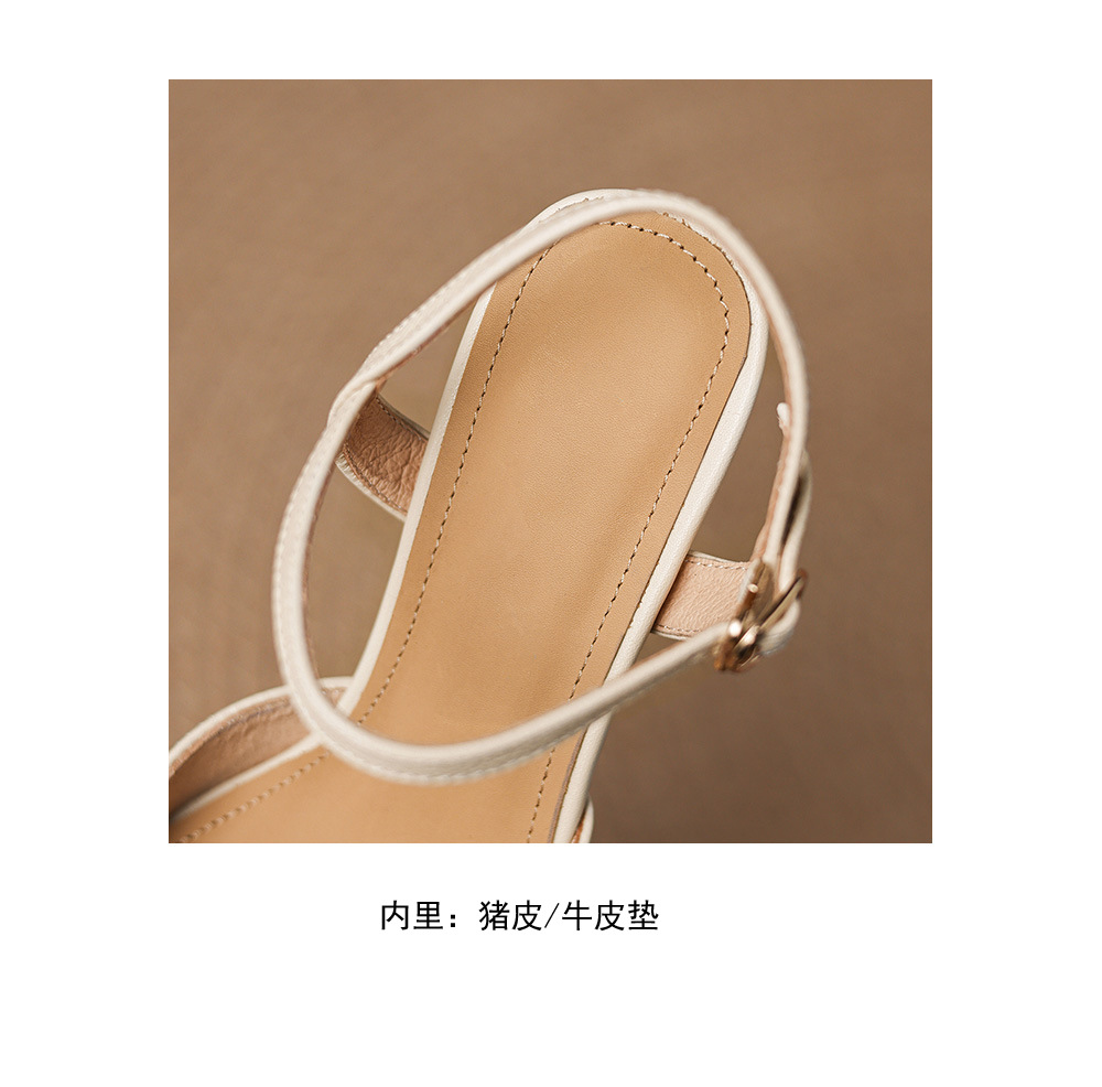Sandal cao gót nữ mũi nhọn quai ngang kiểu Hàn Quốc — màu trắng ngà chi tiết 20