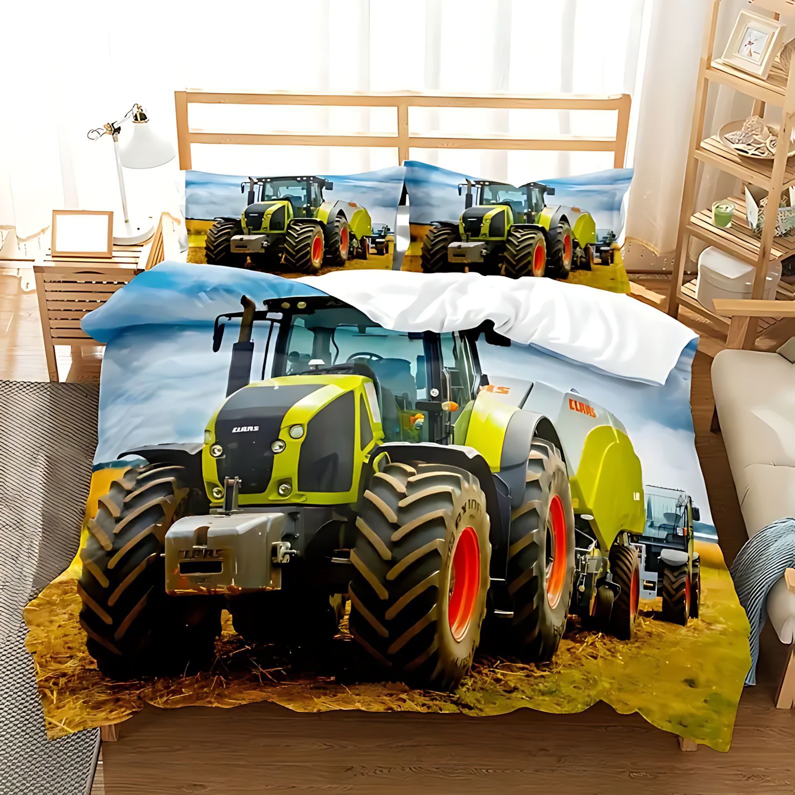 TEMU / JIT comercio exterior transfronterizo diseño de automóviles grandes tractor de moda alta definición digital impresión kit de edredón