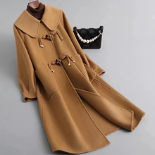 秋冬娃娃领显瘦女牛角扣圣诞活动款小个子女双面羊毛大衣