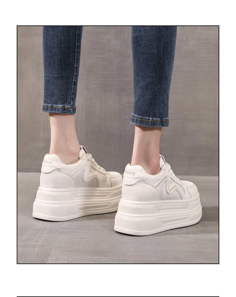 Giày sneaker nữ đế dày tăng chiều cao phong cách thể thao — màu be chi tiết 16