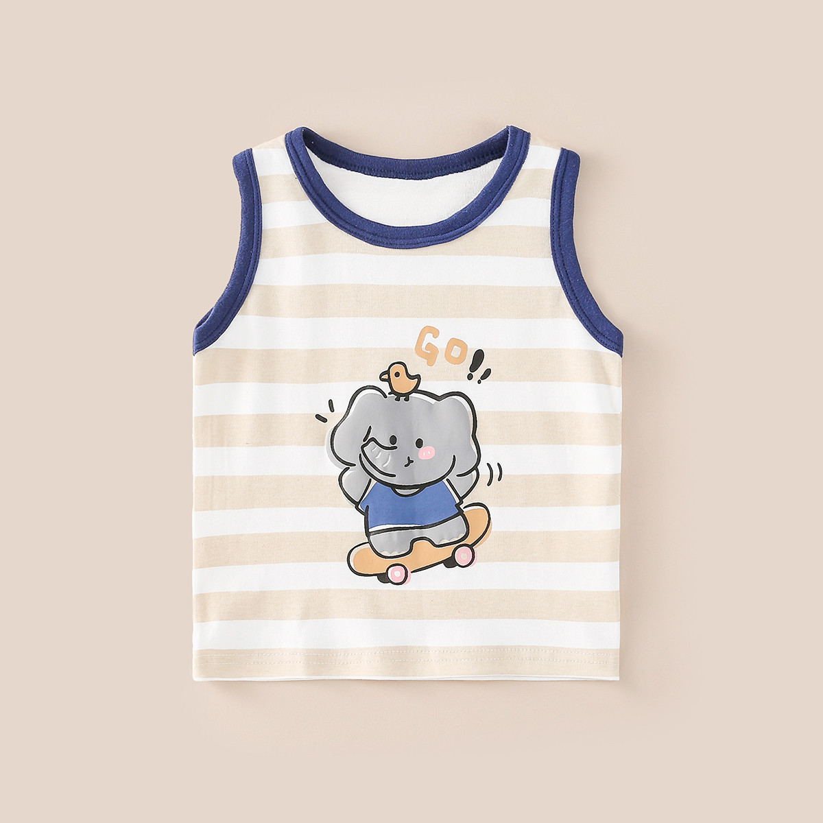 代理の赤ちゃんのベストの服の夏の薄いタイプの子供の純綿の上着の男女の子供のガーターの袖なしの底のシャツ