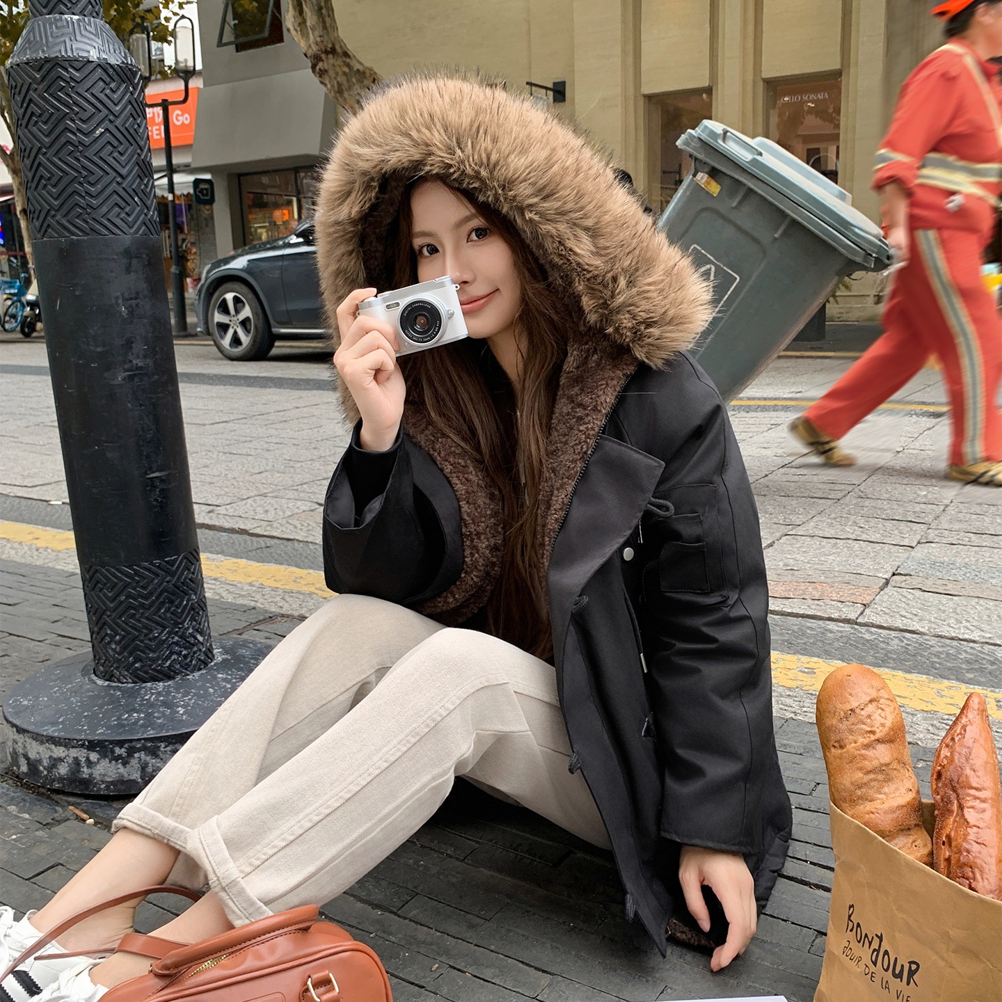 빈티지 작업복 후드파 극복녀 겨울 2025년 신상 기모 두께 돌격 패딩 면복 외