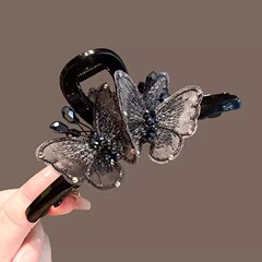 新中国式刺繍蝶クリップ2025年新型優雅ヘアクリップ後頭部大サイズサメクリップ