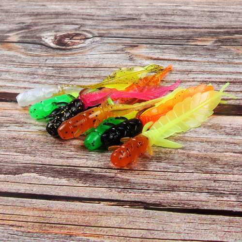 5cm/7.5cm Lure Root Fishing Soft Bait Front and Back Color Soft Bait Mini Soft Worm Straight Tail Lure Fake Bait Bulk 