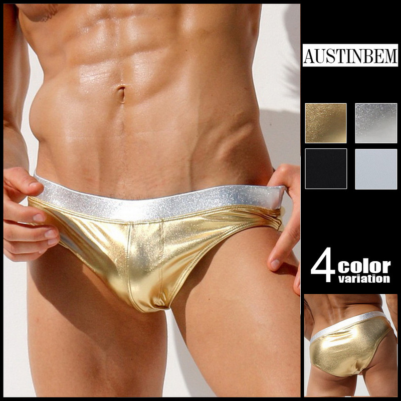 All metal men's boxer swimming trunks men's swimming new pants cross-border foreign trade triangle swimming trunks sexy personality men