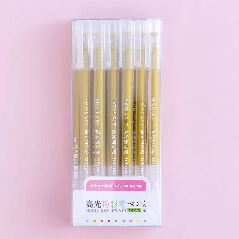 百通 Flashing crayons, glowing gel, shiny marker for elementary school students, 12 colors