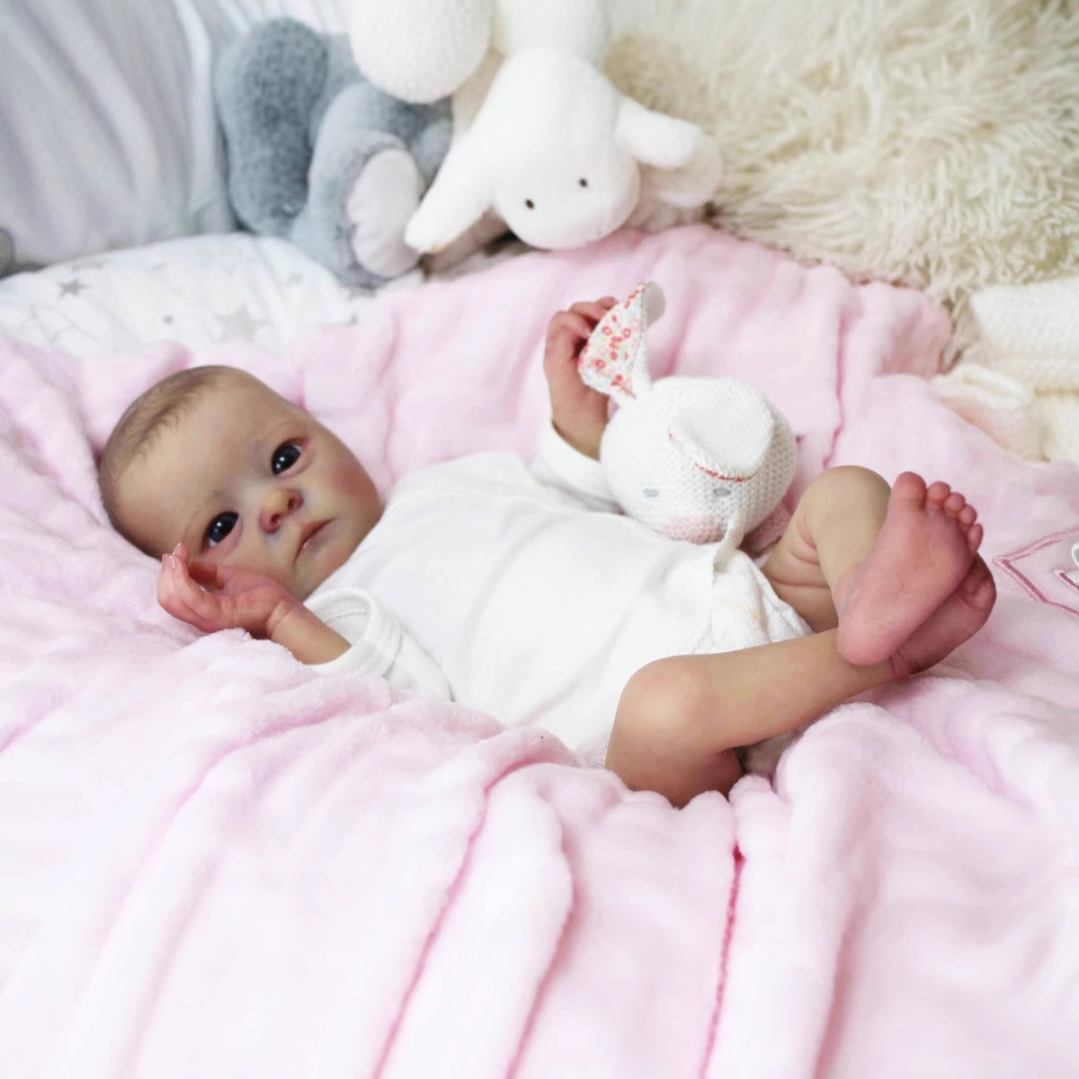 Mameluco blanco de manga larga de 16 pulgadas Tink simulación bebé renacimiento muñeca comercio electrónico transfronterizo estación independiente fuente de nicho