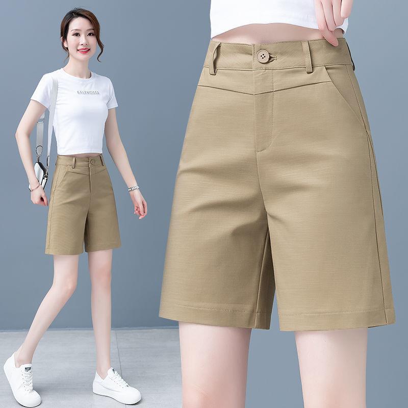 Cotton Suit Pants Women's 2022 Summer New High Waist Loose Straight Shorts Slimming Thin Wide Leg Pants Cotton Suit Pants Women's 2022 Summer New High Waist Loose Straight Shorts Slimming Thin Wide Leg Pants