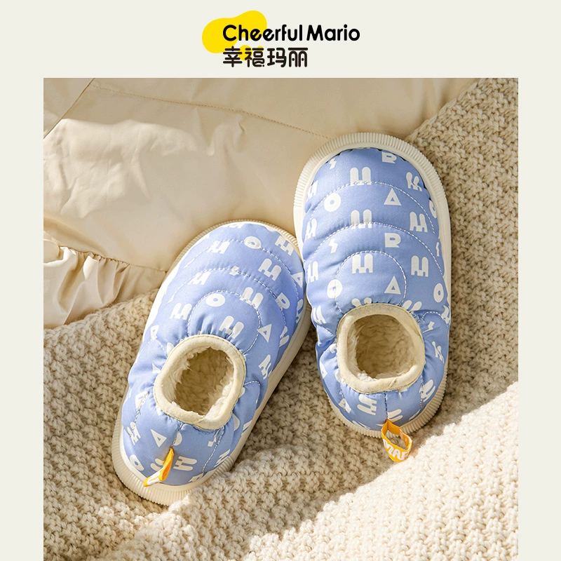Детские хлопковые туфли Happy Mary для девочек, зимние домашние тапочки для маленьких мальчиков, теплые детские хлопковые туфли с мехом.