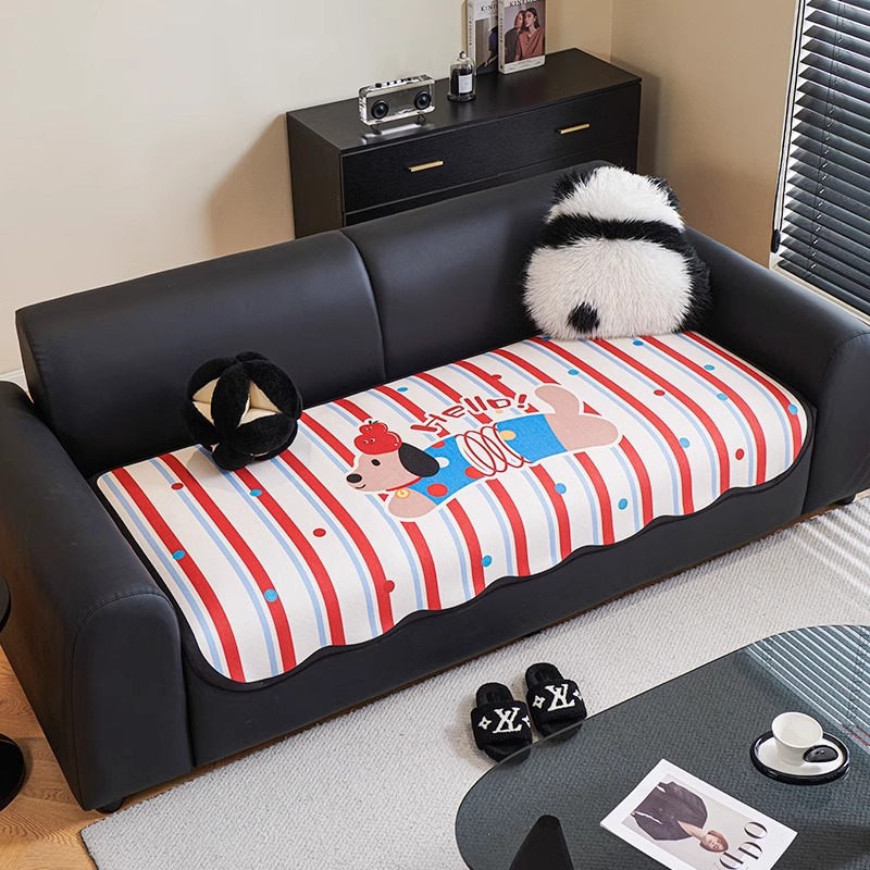 Cojín de sofá de dibujos animados de forma especial 2025 nuevo estilo Four Seasons Universal Una cubierta de tela antideslizante de fila recta de chenilla