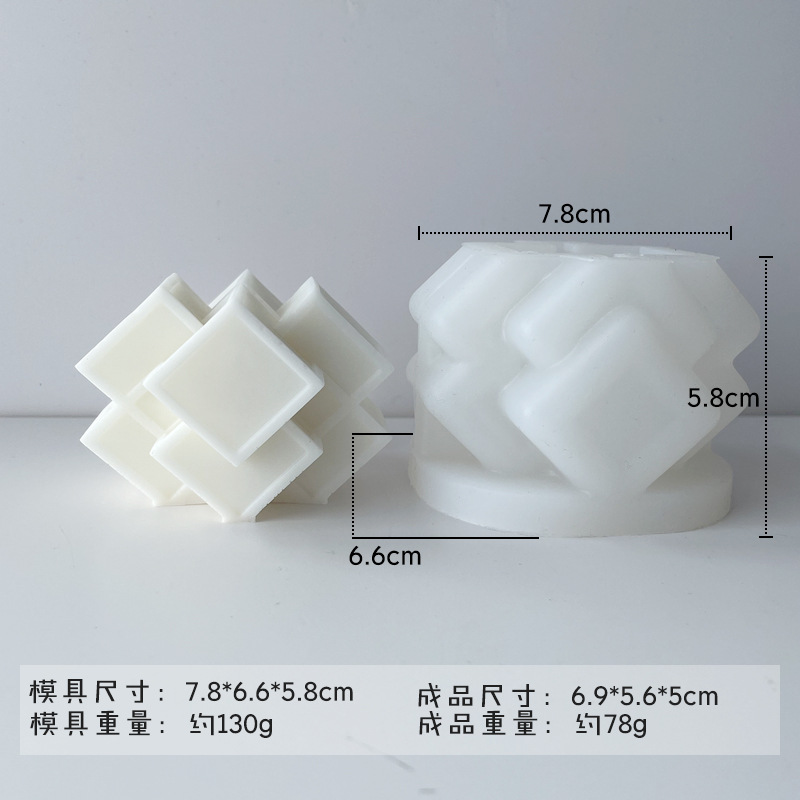 Nuevo creativo geométrico cuadrado vela molde de silicona ins aromaterapia vela decoración fragante piedra molde de yeso