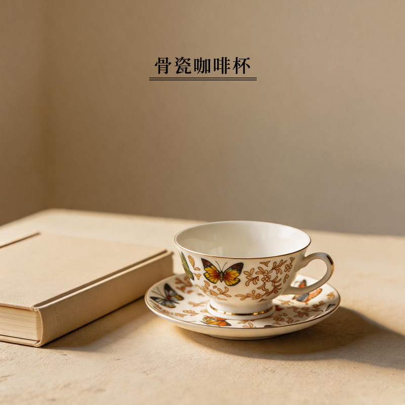 Cross-border Bone China Coffee Cup suit European-style Ceramic Coffee Cup One Cup One Plate English Afternoon Tea Cup and Saucer Customization