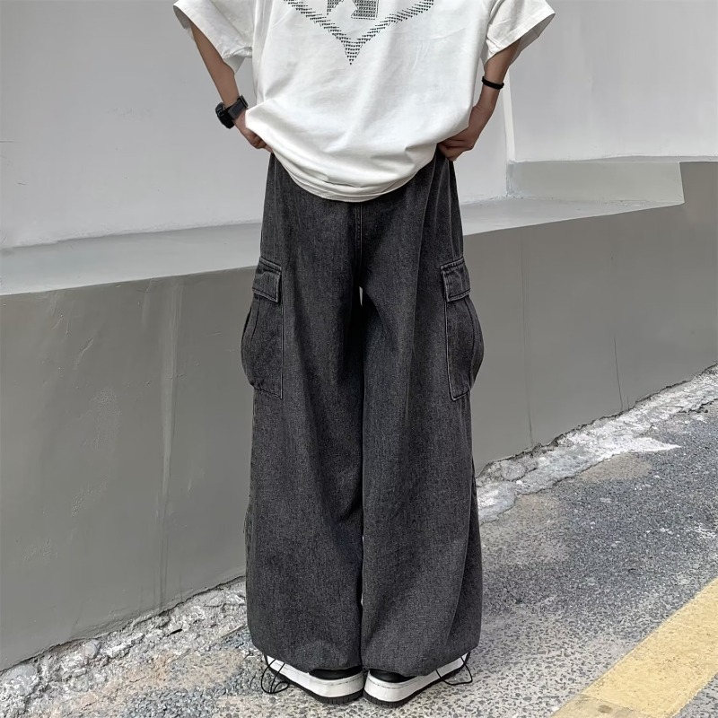 Herren Cargo Jeans Vintage Look Gerade Passform Distressed Denim_voghion.com