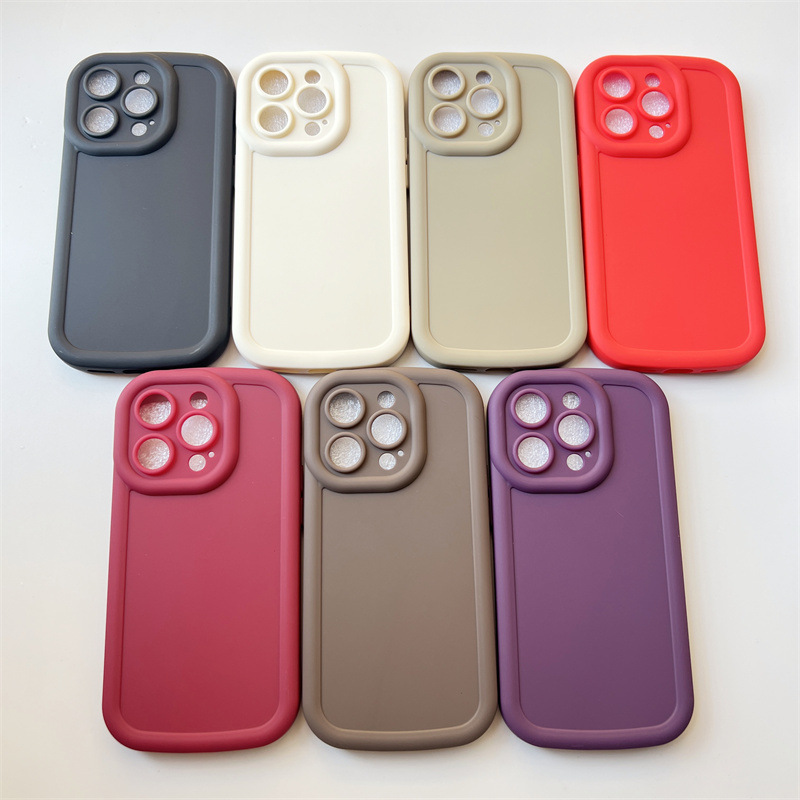 苹果17纯色磨砂TPU奶油泡芙硅胶壳适用iPhone16PRO凹槽防摔手机壳