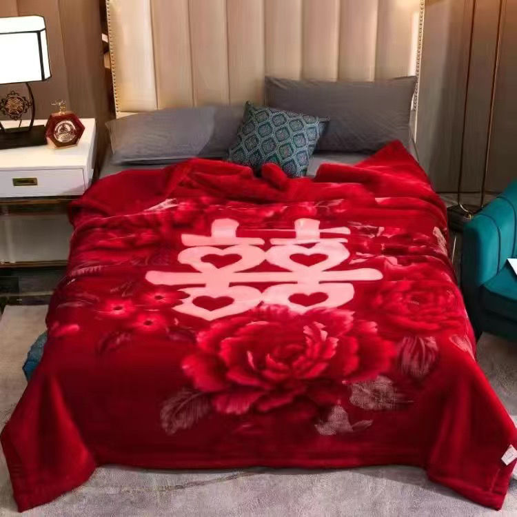 웨딩 더블 두꺼운 10KG 담요 가을과 겨울 담요 RASCHEL 담요 퀼트 담요 웨딩 레드