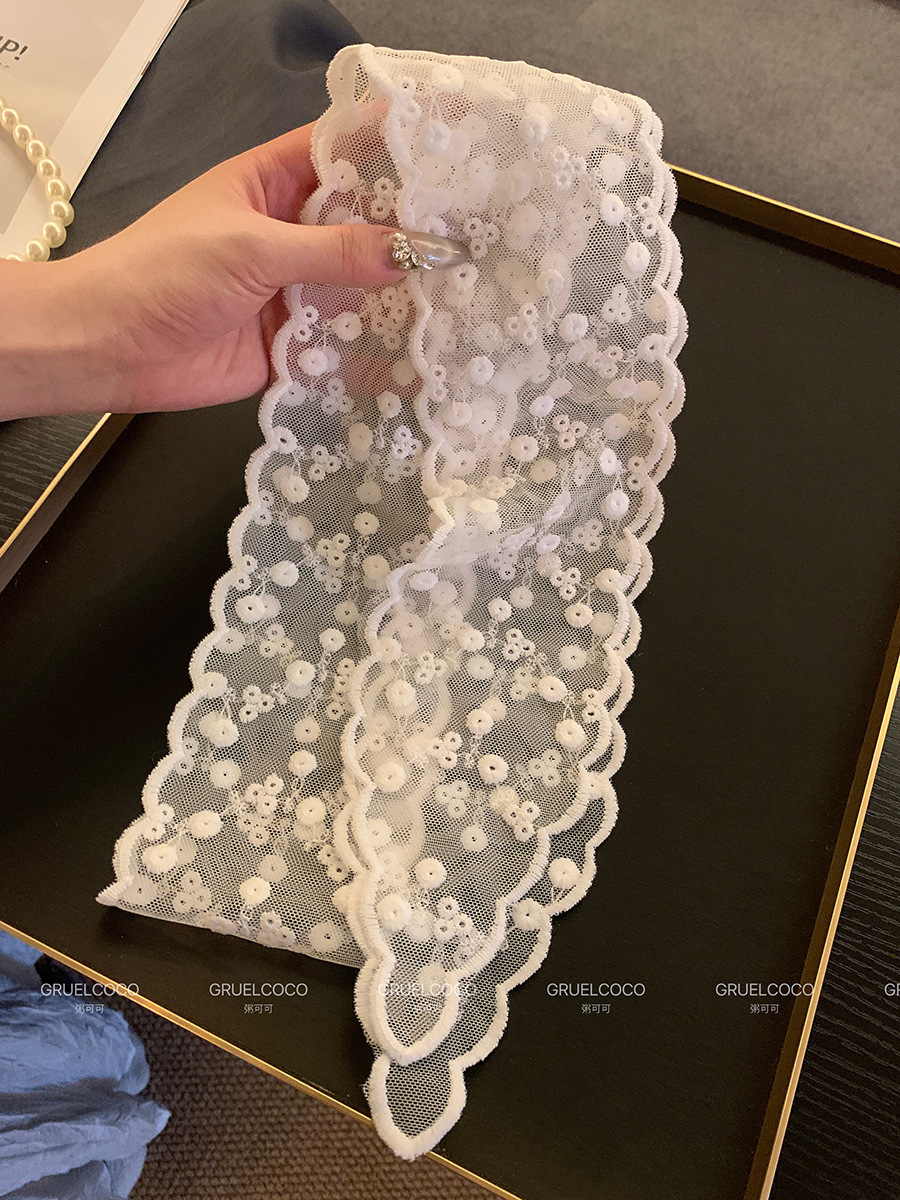 넥 게이터 17#흰색 물결 모양 가장자리