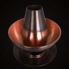 Pure copper hot pot, antique wood charcoal hot pot, home-use dual boiler hot pot, old Beijing style lamb hot pot, pure copper handmade copper pot