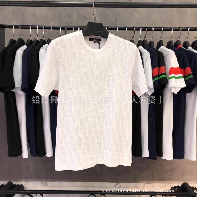 Dijia Full-Print Logo Trendy Brand Men's and Women's Sports Casual Round Neck Short-Sleeved T-Shirt Tops, One-Piece Casual and Versatile