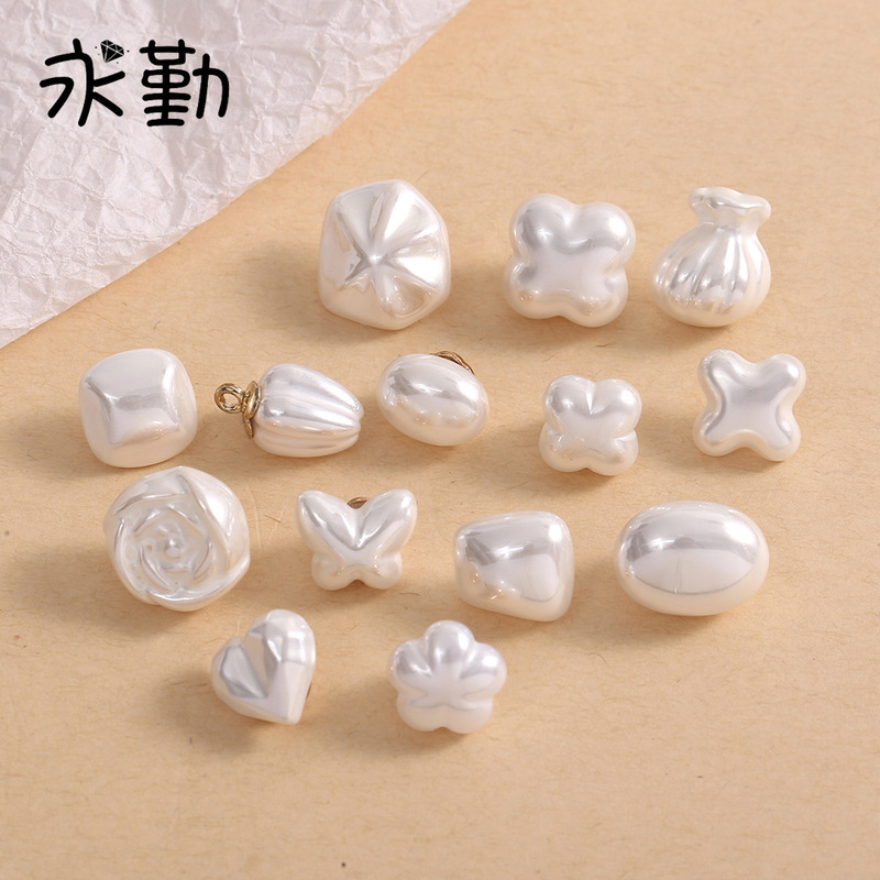 White Alloy Shirt Buttons, Round and Irregular Square-Shaped, for Cheongsam Shirts, Knitwear, Silk Clothing, Cardigans, Decorative Buttons