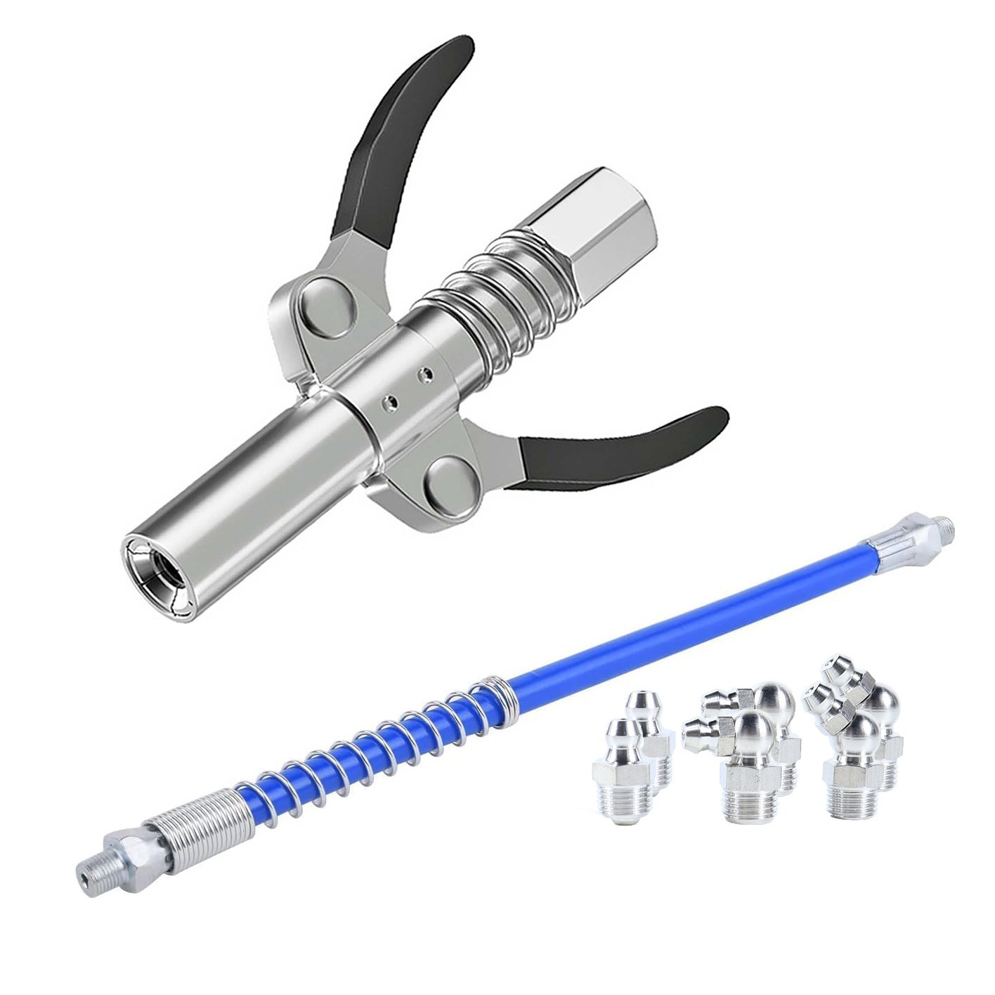 批发黄油枪配件锁钳式高压黄油枪嘴头黑胶双柄注油嘴