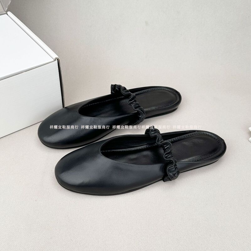 Cross-border! Full sheepskin AL French retro flat Mary Jane mule shoes with adjustable elastic slip-on design Cross-border! Full sheepskin AL French retro flat Mary Jane mule shoes with adjustable elastic slip-on design