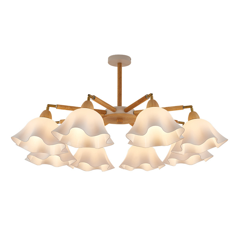 Lámpara de Araña de Estilo Nórdico de Madera de Nogal, Madera de Caucho, Hierro, Arte Acrílico para Salón, Restaurante, Hotel, Sala de Banquetes