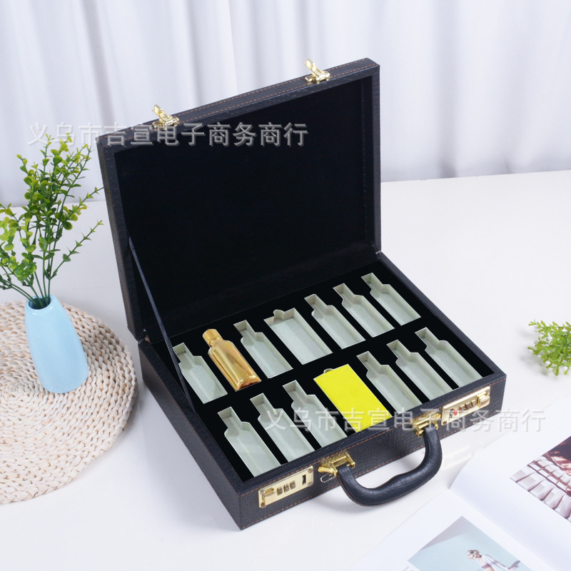 汽车镀晶原液包装盒密码锁汽车打蜡镀膜护理礼包装美容精油皮盒