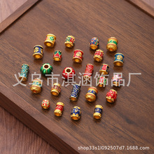 古法金百搭diy隔珠转经轮六字真言好寓意桶珠饰品配件批发