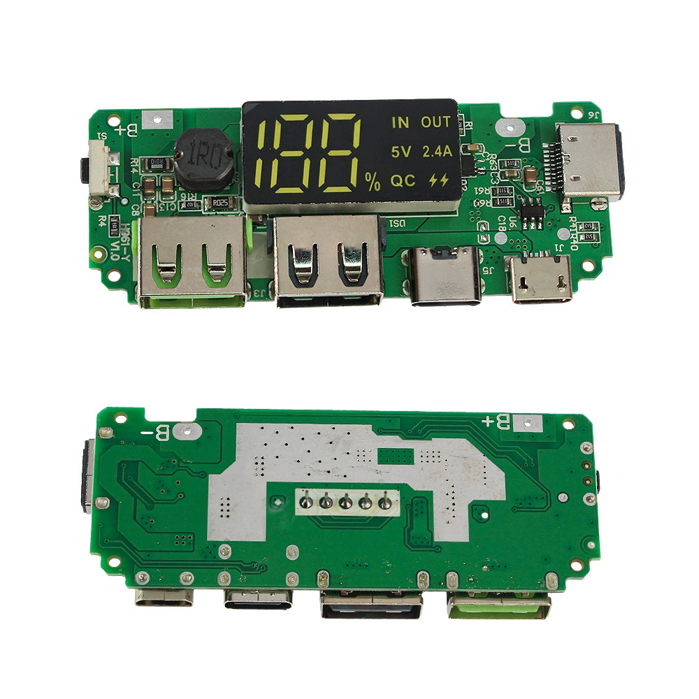 [Модуль зарядки 18650 5В 2.4А с LED, двойной USB Micro/Type-C, плата защиты зарядки]