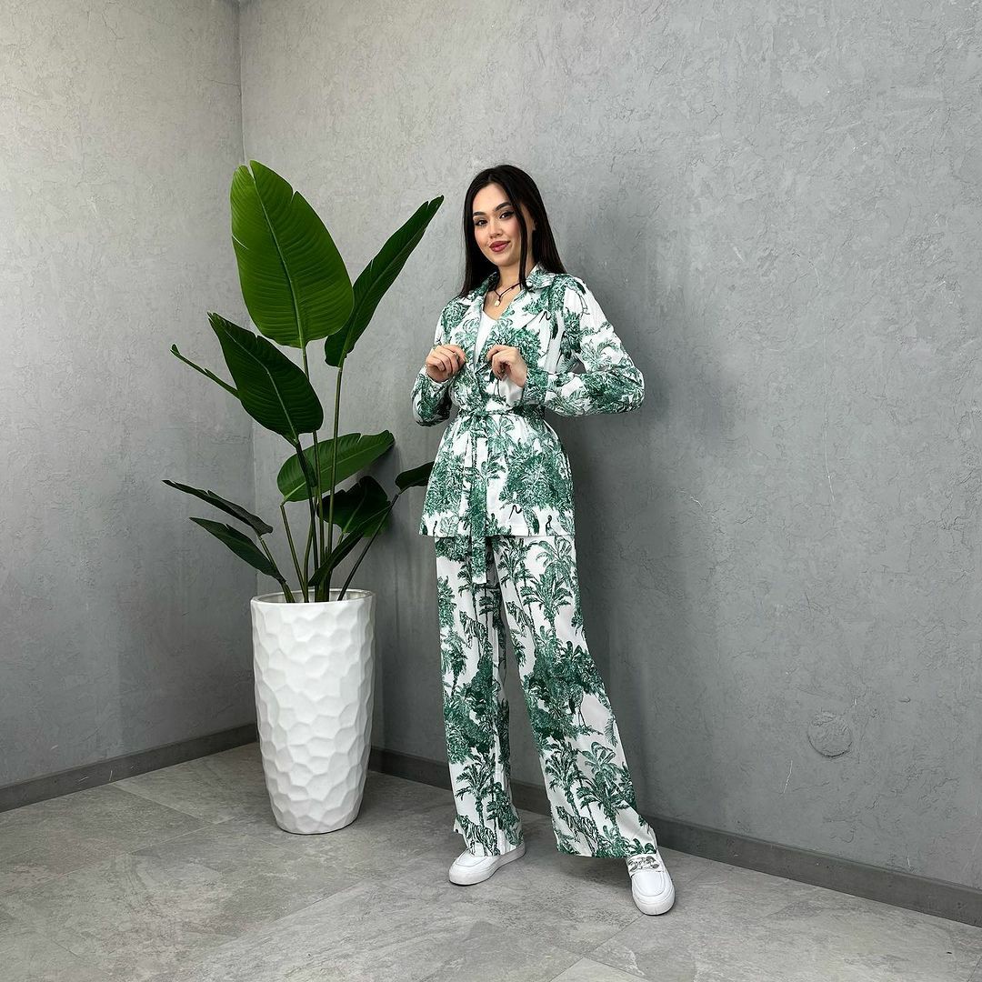 Holiday Daily Women's Vacation Plant Polyester Printing Pants Sets Pants Sets display picture 9