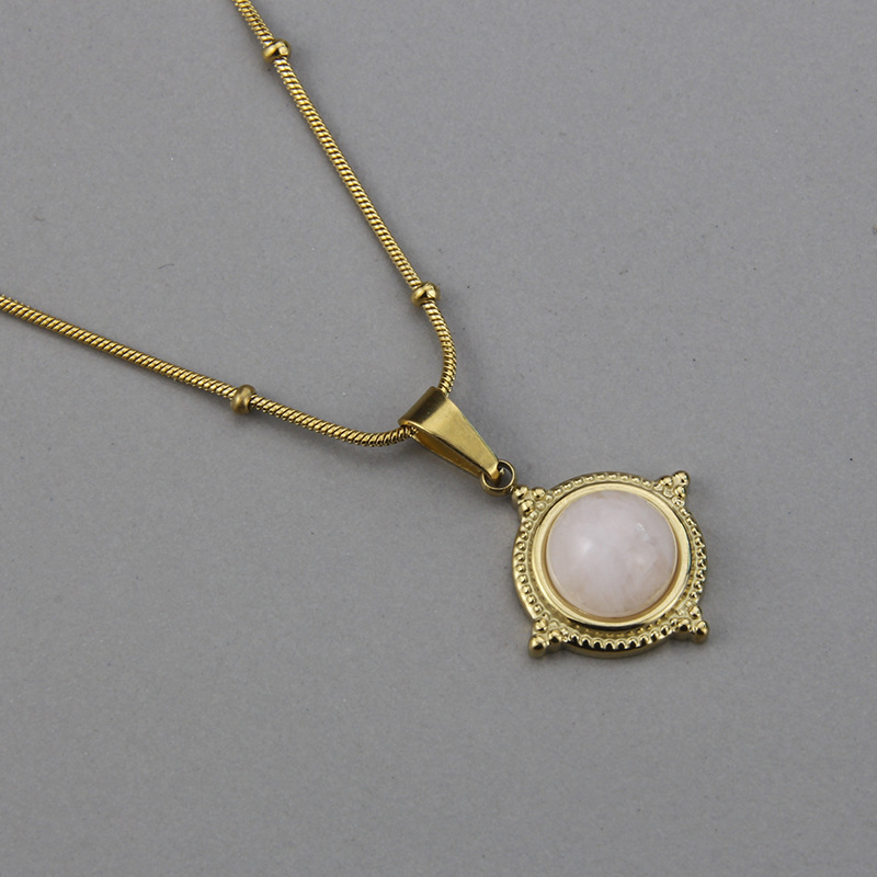 Simple Style Geometric Titanium Steel Pendant Necklace Earrings Artificial Gemstones Stainless Steel