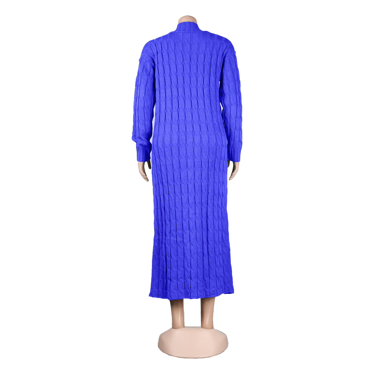 Damen Strickjacke Lang Aus Grobstrick In Unifarben Wintermantel_voghion.com