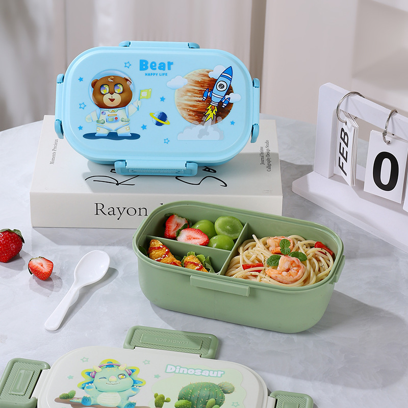 Juego de loncheras portátiles para estudiantes de paja de trigo de estilo japonés