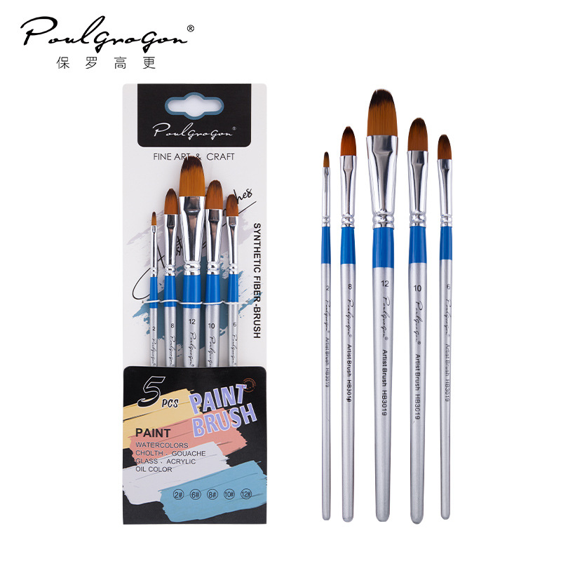 Transfronterizo 6 conjuntos de pinceles de madera de nylon pinturas de arte pinturas de tinta de agua mezcladas pinceles de aceite de acrílico