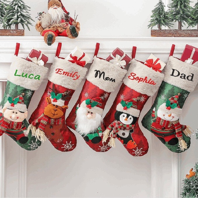 etsy cross-border e-commerce Amazon embroidery name Christmas decoration socks Christmas tree decoration Christmas socks gift
