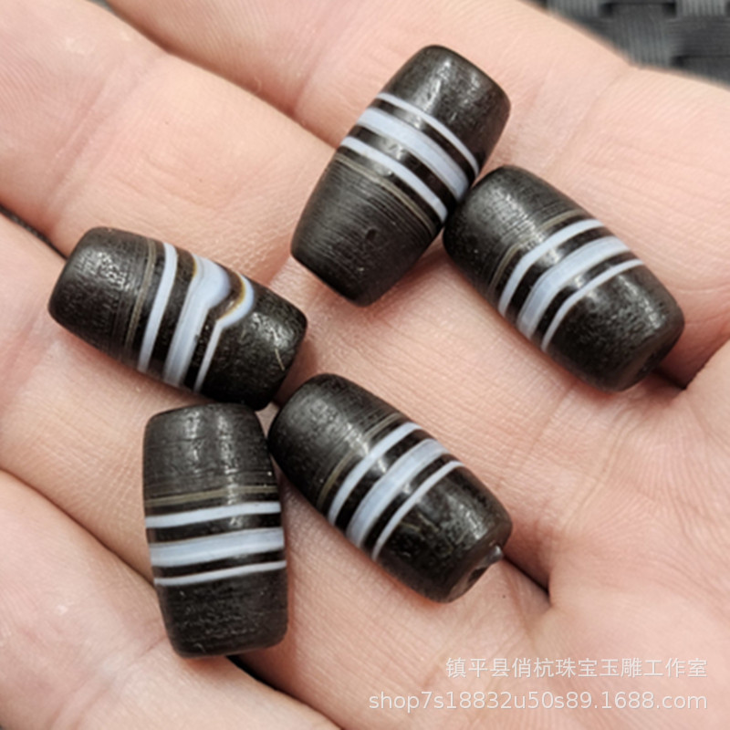 Black and White Silk-Wrapped Agate Passepartout Jade Loose Beads Matte Frosted Agate Barrel Beads Jewelry Beads Black and White Silk-Wrapped Agate Passepartout Jade Loose Beads Matte Frosted Agate Barrel Beads Jewelry Beads