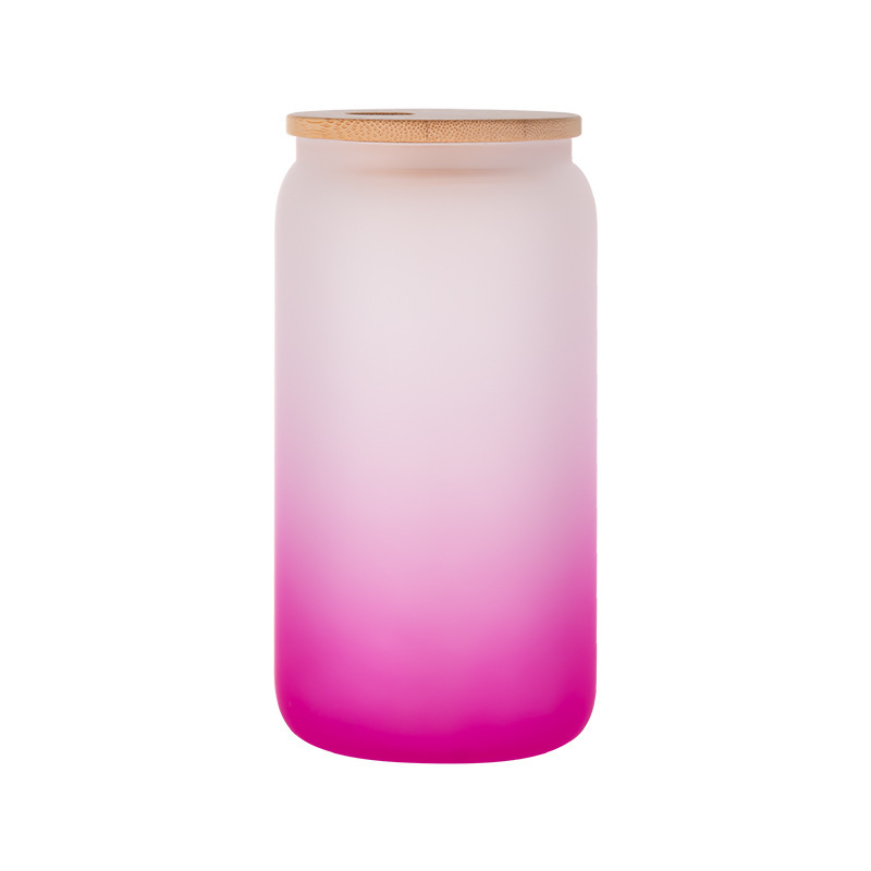16oz comercio exterior gradiente de color de sublimación de vidrio electrochapado camaleón fluorescente arco iris pintura vidrio taza de agua taza de masón